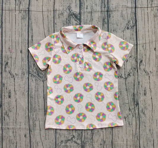 Baby Boys Mardigras Donuts Plaid Button Polo Shirts Top Preorder BT1454 10.24