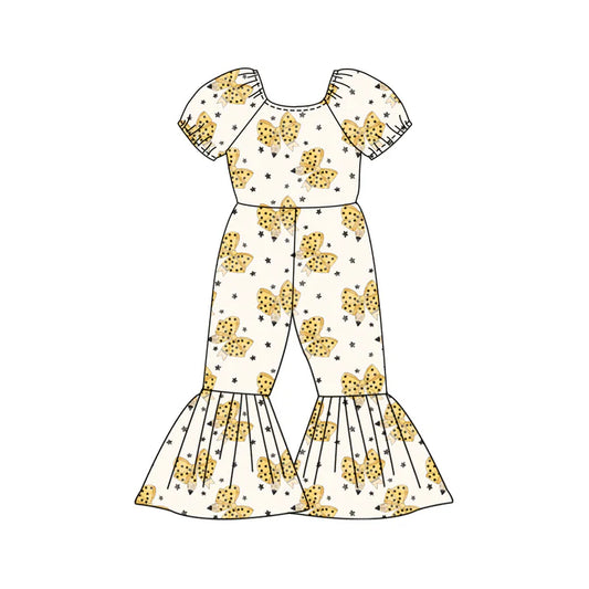 Preorder (moq 5)Baby Girls Stars Pencil Bows Back to School Bell Bottom Pant Jumpsuits 12.27