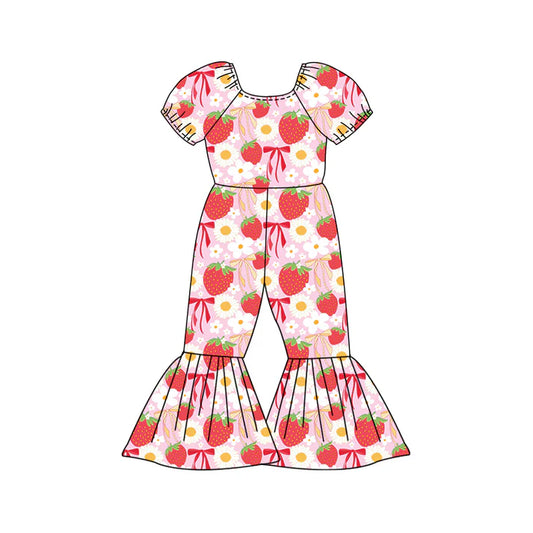 Preorder (moq 5)Baby Girls Daisy Flowers Strawberry Bell Bottom Pant Jumpsuits 12.27