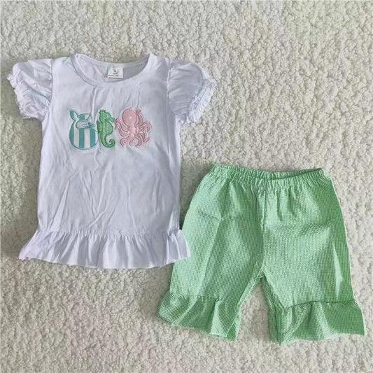 Boutique Baby Girl Clothes Girls Ruffle Shorts Set C6-21 5.16