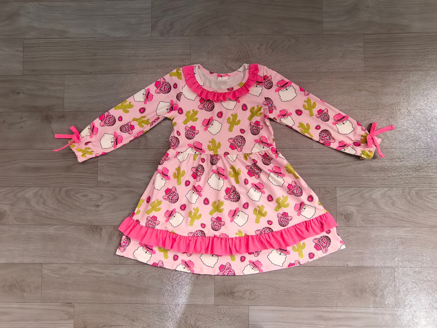 Baby Girls Dress Christmas Santa Cactus Western Knee Length Dresses Preorder GLD0753