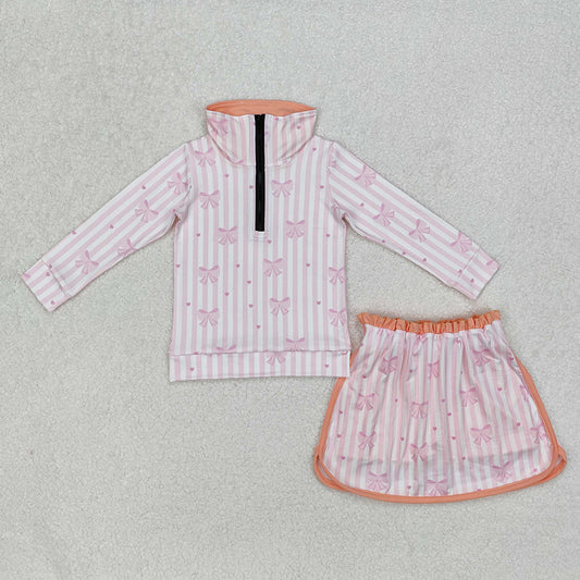Baby Girls Clothes Bows Zip Top Skort Skirt Clothes Sets GLD1004 3.8