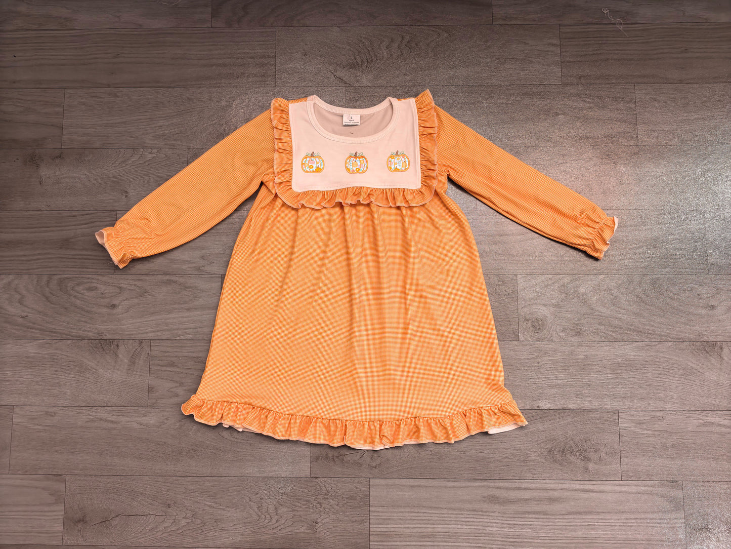 Baby Girls Dress Embroidery Pumpkins Fall Ruffle Knee Length Dresses Preorder GLD1645