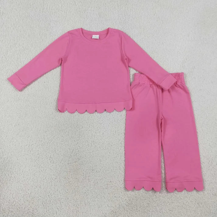 Sibling Baby Girls Long Sleeve Shirts Top Pants Scallop Clothes Sets