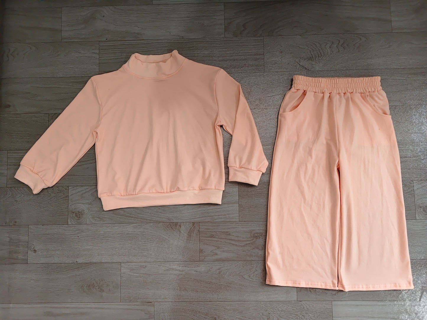 Preorder Baby Girls Light Pink Top Pockets Flare Pant Fall Pajamas Clothes Sets GLP3410