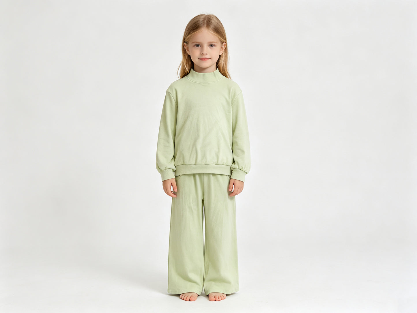 Baby Girls Light Green Long Sleeve Shirt Top Pockets Flare Pant Clothes Set Preorder GLP3474