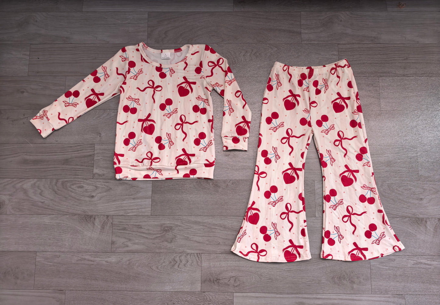Baby Girls Clothes Heart Cheer Top Bell Bottom Pant Valentines Clothes Sets Preorder GLP3636