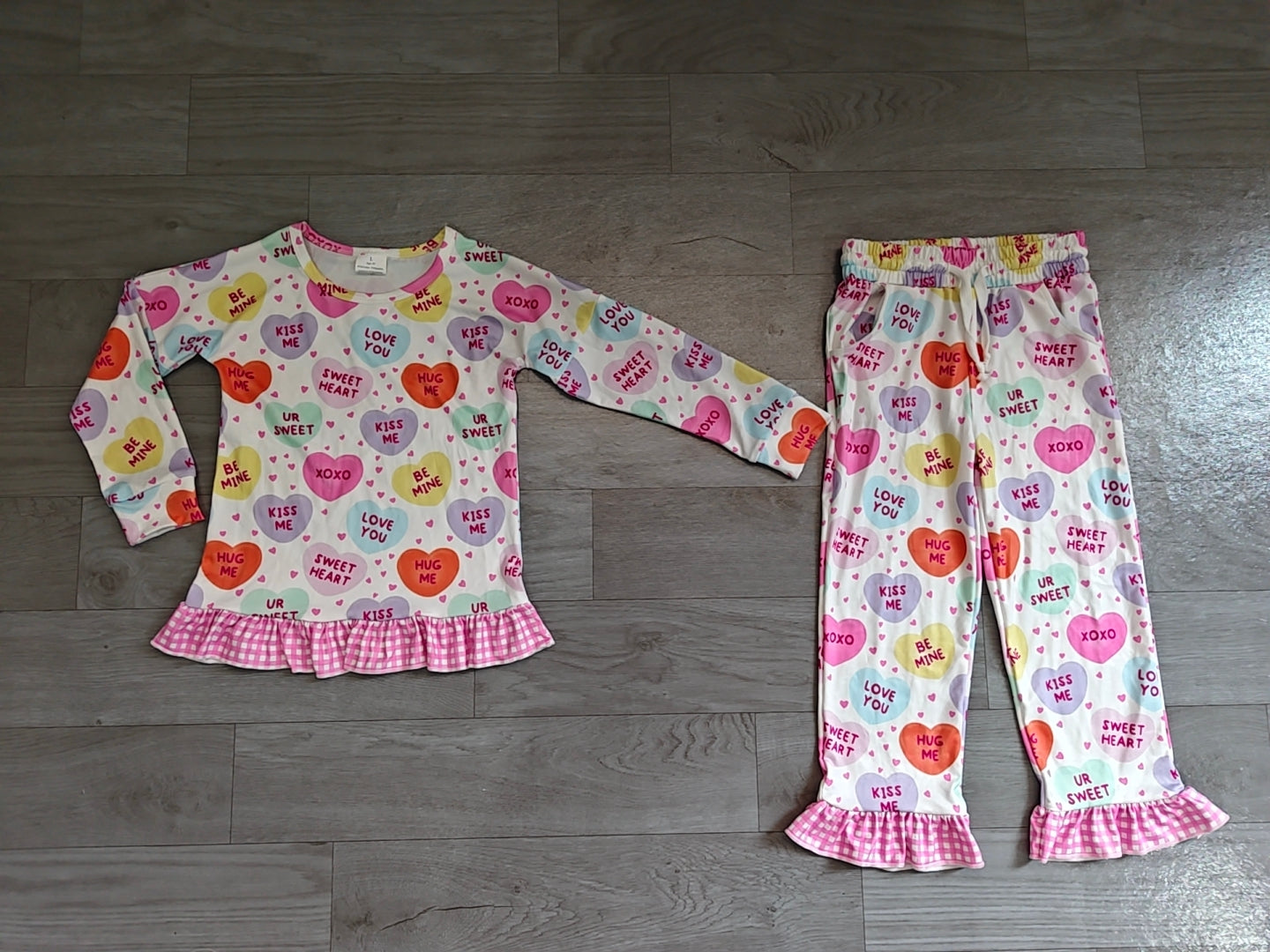 Baby Girls Sweet Hearts Top Pockets Ruffle Pant Valentines Clothes Set Preorder GLP3676