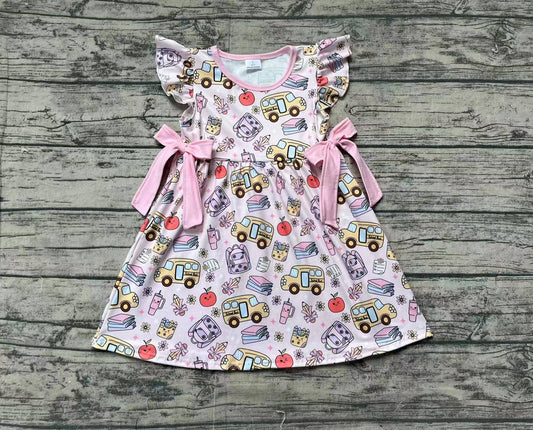 Baby Girls Dress Pencil Pink Bow Back To School Knee Length Dresses Preorder GSD1819