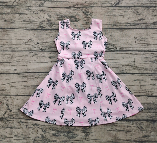 Baby Girls Dress Western Cow Print Bow Sleeveless Knee Length Dresses Preorder GSD1853 3.13
