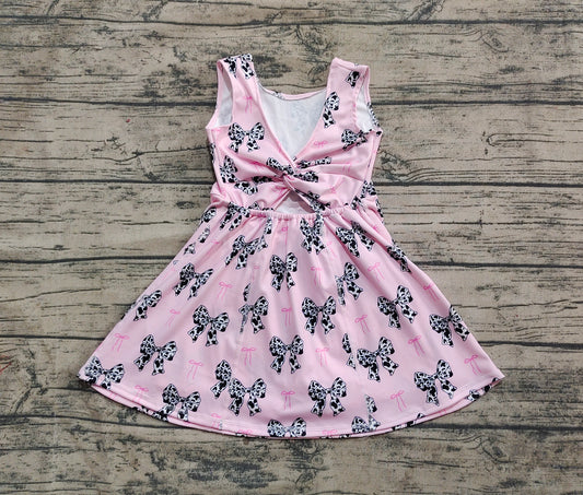 Baby Girls Dress Western Cow Print Bow Sleeveless Knee Length Dresses Preorder GSD1853 3.13
