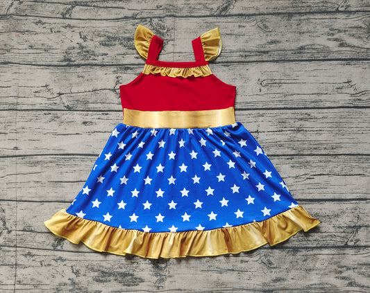 Baby Girls Dress Blue Stars Knee Length Dresses Preorder GSD1877