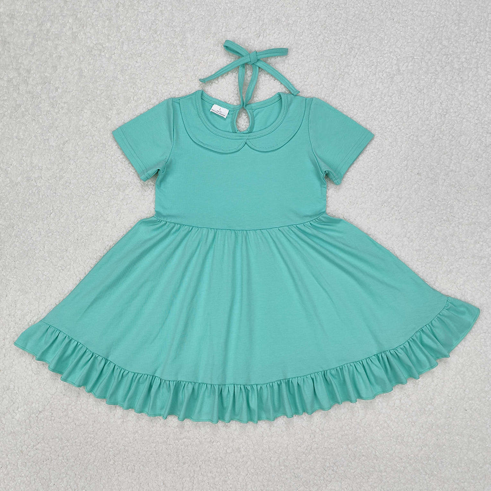 Baby Girls Dress Green Collar Ruffle Knee Length Dresses GSD1918 3.8