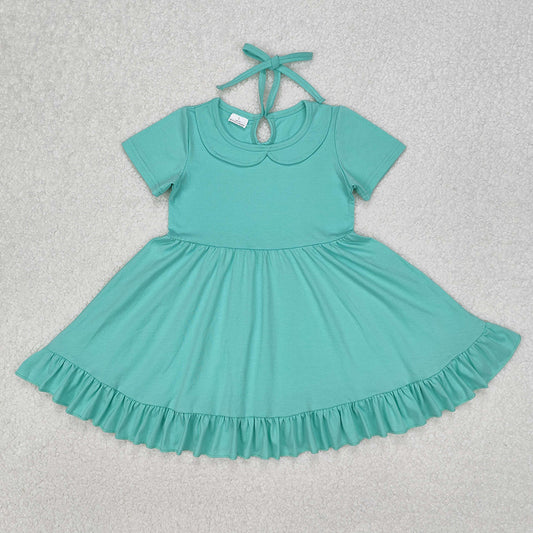 Baby Girls Dress Green Collar Ruffle Knee Length Dresses GSD1918 3.8