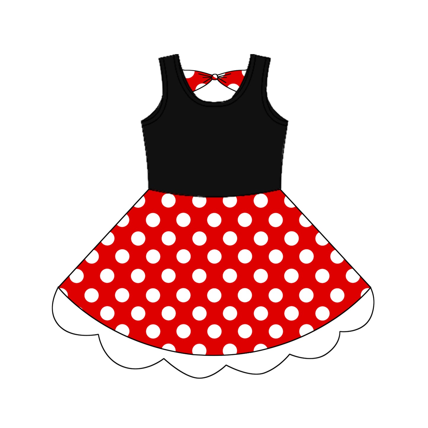 Baby Girls Dress Black Polka Dots Knee Length Dresses Preorder GSD2037 4.11
