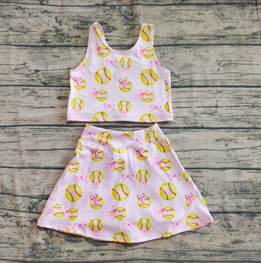 Baby Girls Clothes Softball Bows Athletic Active Wear Top Shorts Skirts Dress Sets Preorder GSD2045 3.21
