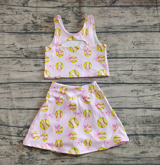 Baby Girls Clothes Softball Bows Athletic Active Wear Top Shorts Skirts Dress Sets Preorder GSD2045 3.21