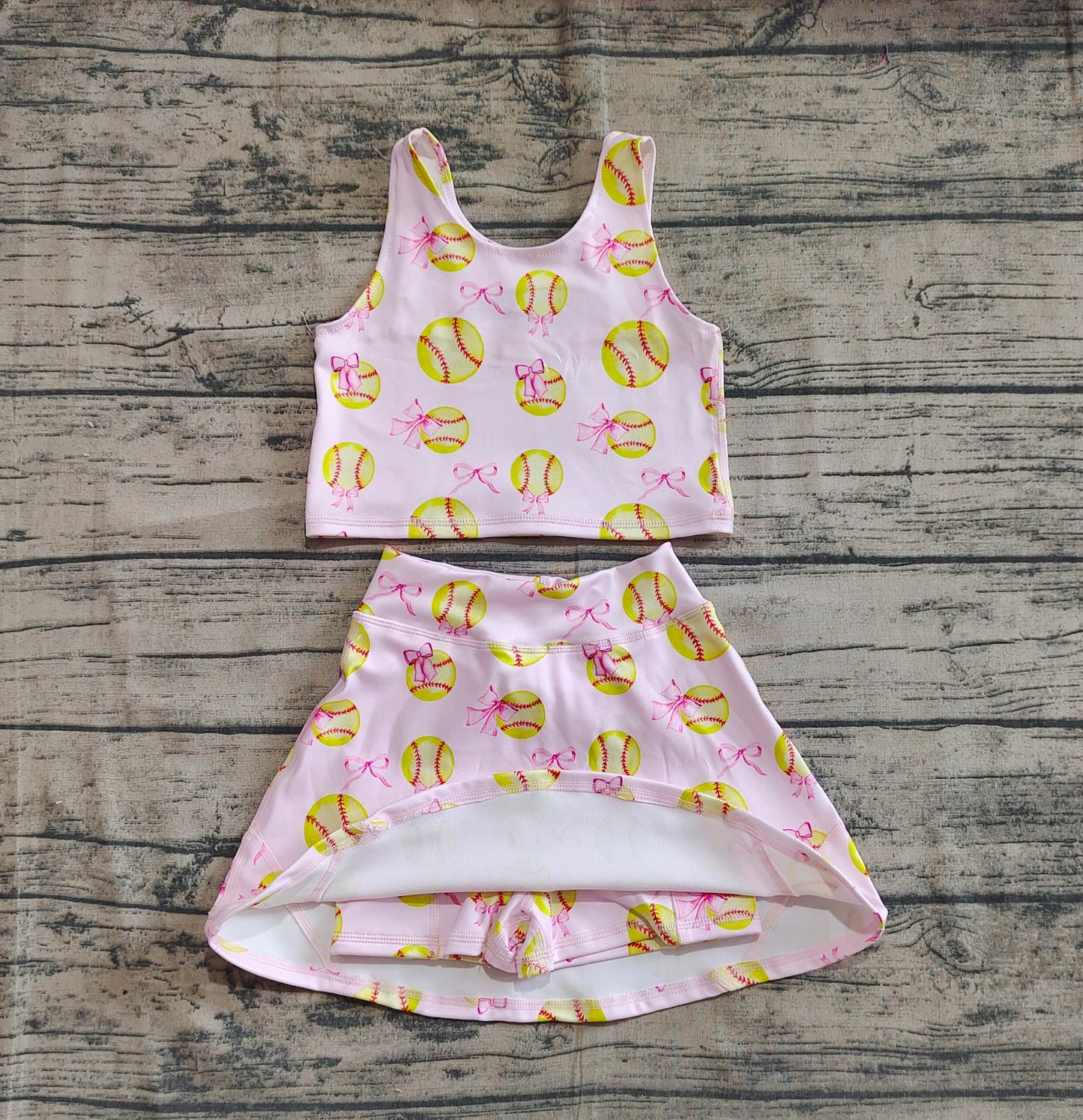 Baby Girls Clothes Softball Bows Athletic Active Wear Top Shorts Skirts Dress Sets Preorder GSD2045 3.21