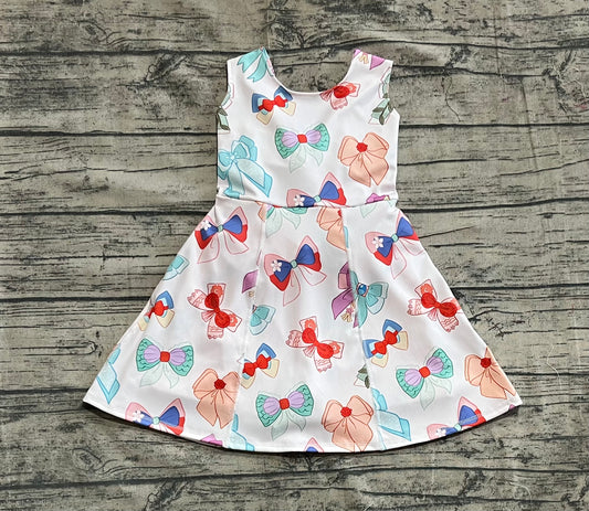 Baby Girls Dress Colorful Hero Bows Athletic Active Wear Knee Length Dresses Preorder GSD2049 5.12