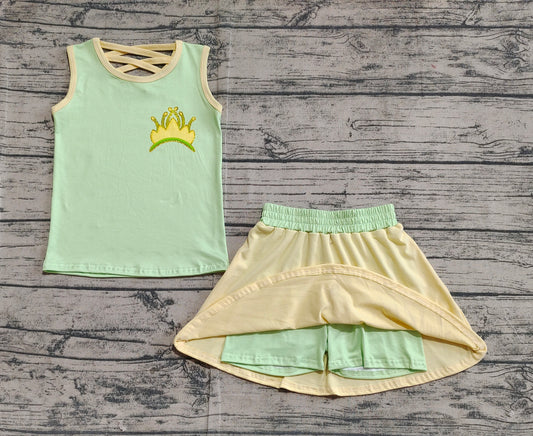 Baby Girls Clothes Green Crown Princess Shirt Skirt Sets Preorder GSD2071 3.8