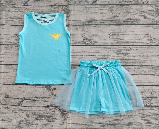 Baby Girls Clothes Light Blue Shirt Skirt Sets Preorder GSD2076 3.8