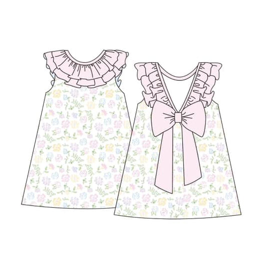 Baby Girls Dress Pink Sleeveless Backless Bow Floral Knee Length Dresses Preorder GSD2190 3.4
