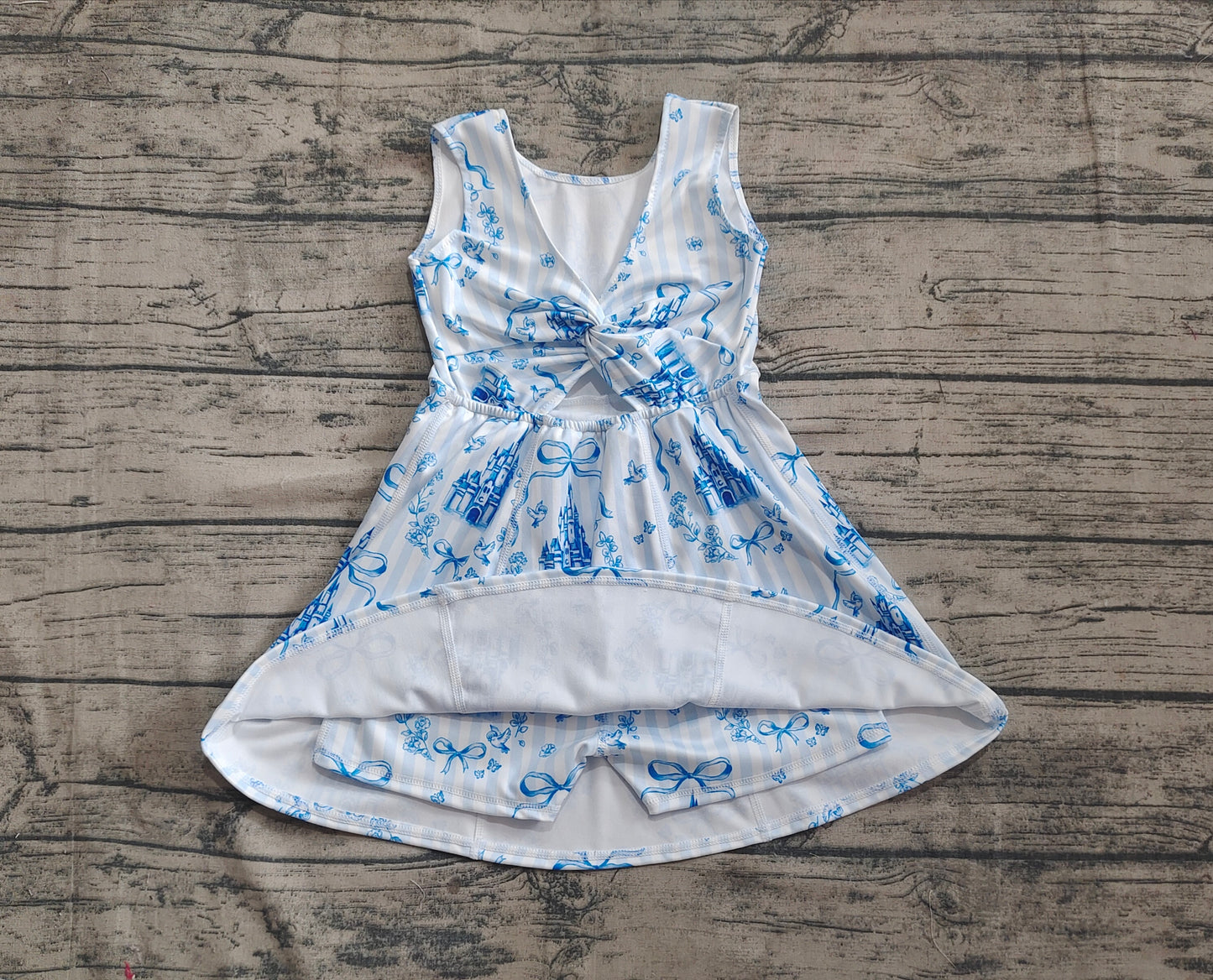 Baby Girls Dress Blue Castles Yoga Skort Knee Length Dresses Preorder GSD2200 4.12