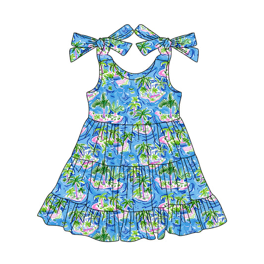 Baby Girls Dress Blue Bows Strap Beach Knee Length Dresses Preorder GSD2273 3.14