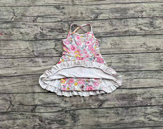 Baby Girls Dress Pink Strap Floral Yoga Ruffle Knee Length Dresses Preorder GSD2278 3.22