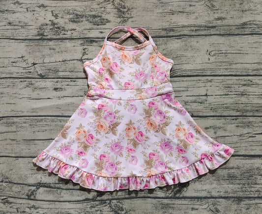 Baby Girls Dress Peach Strap Floral Yoga Ruffle Knee Length Dresses Preorder GSD2280 3.26