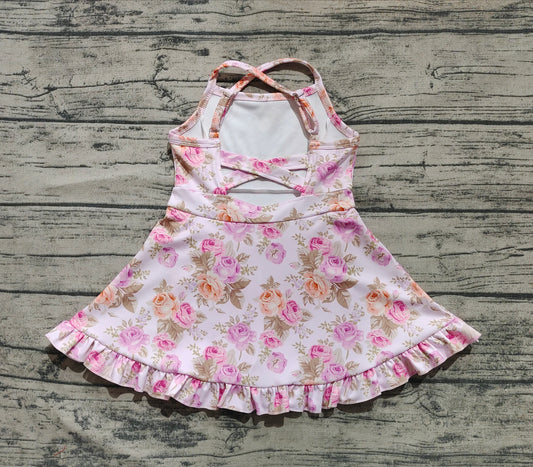 Baby Girls Dress Peach Strap Floral Yoga Ruffle Knee Length Dresses Preorder GSD2280 3.26