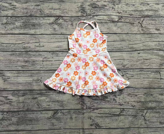 Baby Girls Dress Strap Colorful Daisy Yoga Ruffle Knee Length Dresses Preorder GSD2282 3.26