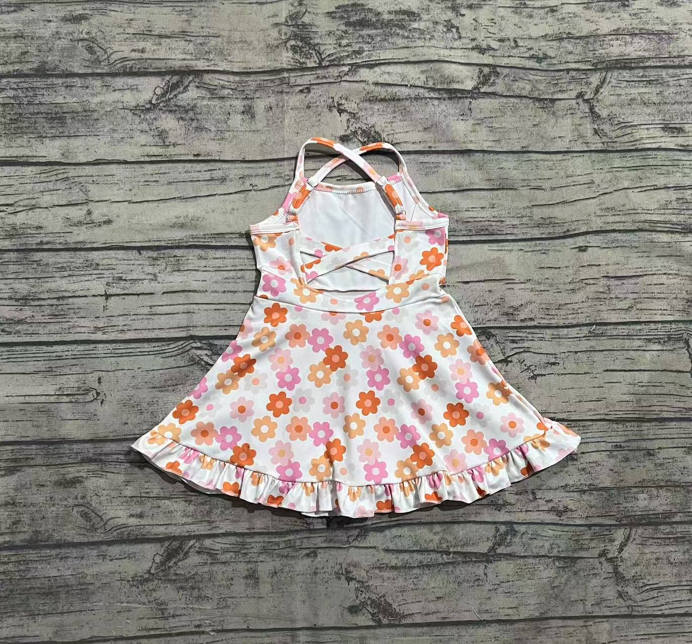 Baby Girls Dress Strap Colorful Daisy Yoga Ruffle Knee Length Dresses Preorder GSD2282 3.26