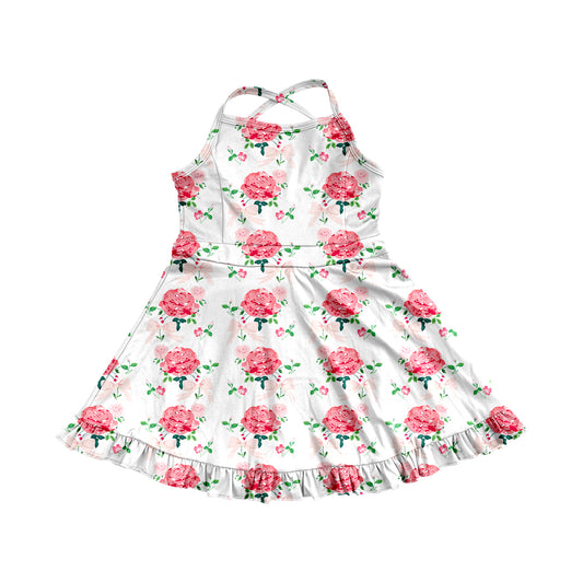Baby Girls Dress Strap Floral Stripe Yoga Ruffle Knee Length Dresses Preorder GSD2287 3.15