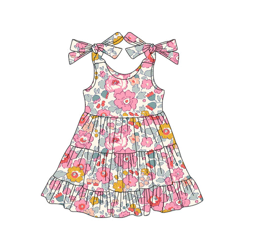 Baby Girls Dress Strap Pink Floral Knee Length Dresses Preorder GSD2301 3.15