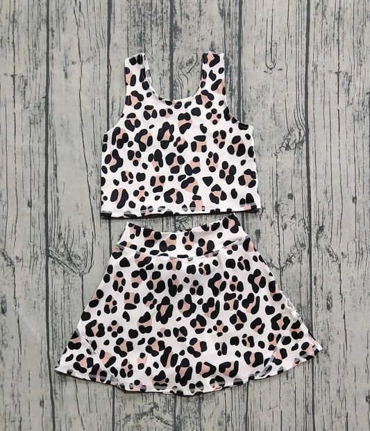 Preorder Baby Girls Clothes Sleeveless Leopard Top Skort Yoga Set GSD2327 8.2