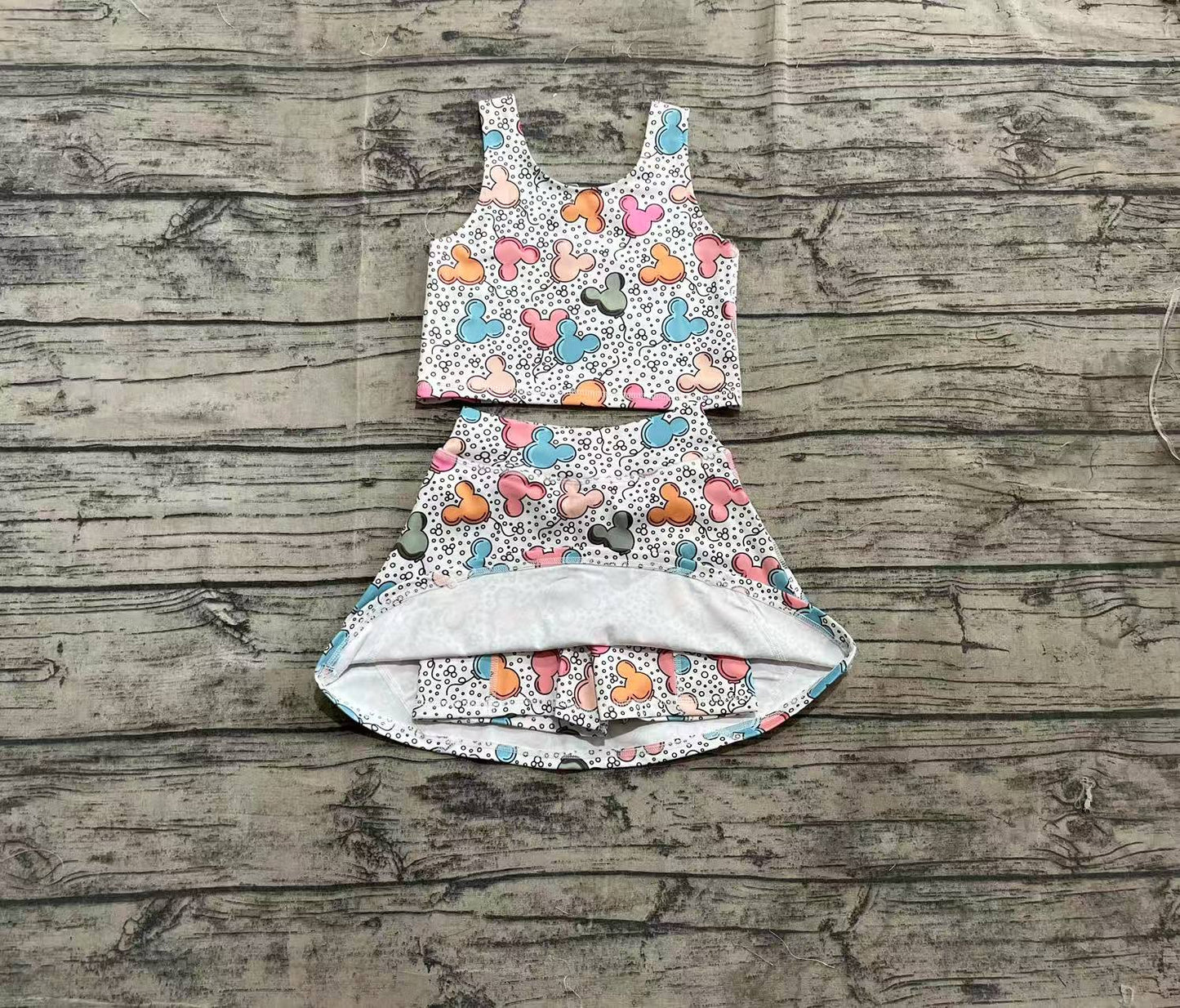 Baby Girls Clothes Sleeveless Cartoon Balloons Top Skort Yoga Set Preorder GSD2331 3.28