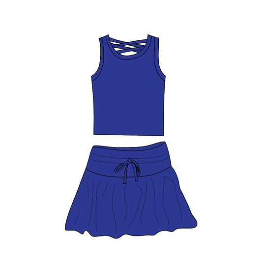 Baby Girls Dress Sleeveless Blue Sports Top Skort Yoga Sets Preorder GSD2403 3.27