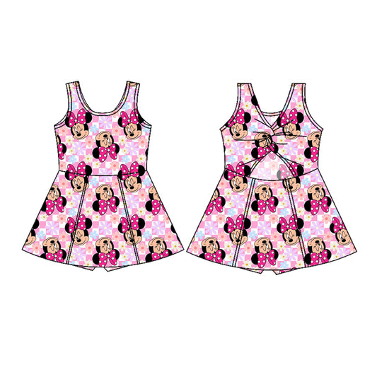 Baby Girls Dress Pink Plaid Sleeveless Cartoon Yoga Skort Knee Length Dresses Preorder GSD2461 4.7