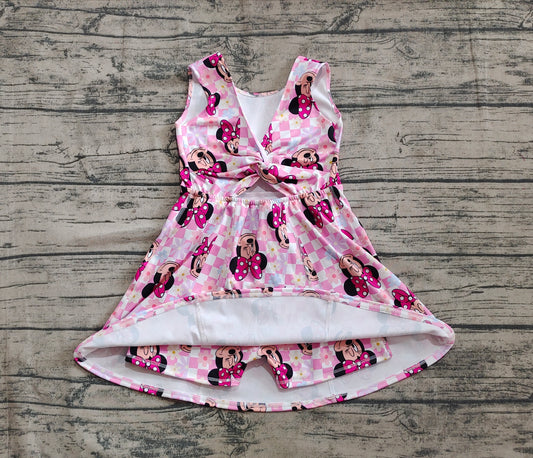 Baby Girls Dress Pink Plaid Sleeveless Cartoon Mouse Yoga Skort Knee Length Dresses Preorder GSD2461 4.12