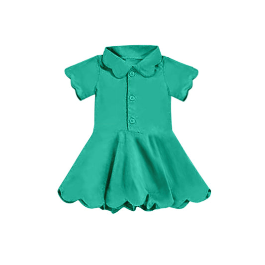 Baby Girls Dress Green Short Sleeves Button Yoga Knee Length Dresses Preorder GSD2472 4.8