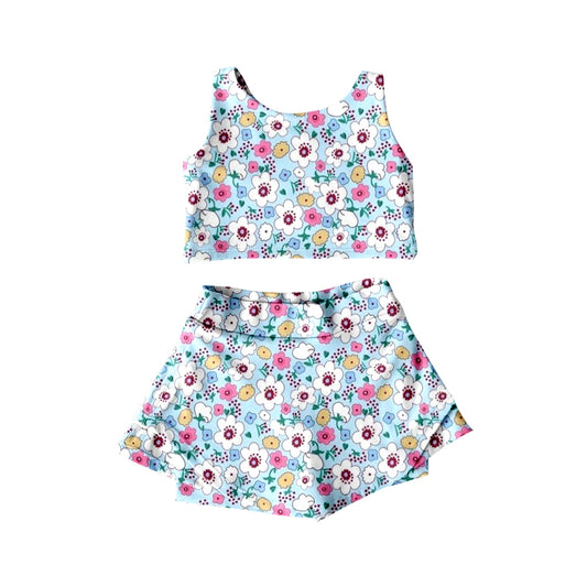 Baby Girls Clothes Sleeveless Colorful Flowers Top Skort Yoga Set Preorder GSD2481 4.8