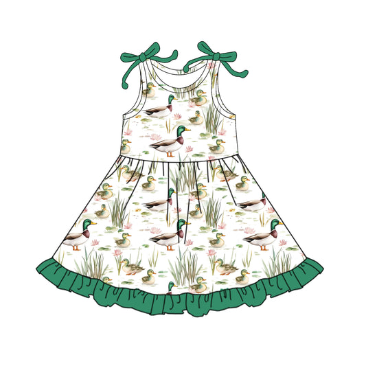 Baby Girls Dress Green Bows Sleeveless Ducks Knee Length Dresses Preorder GSD2486 4.4