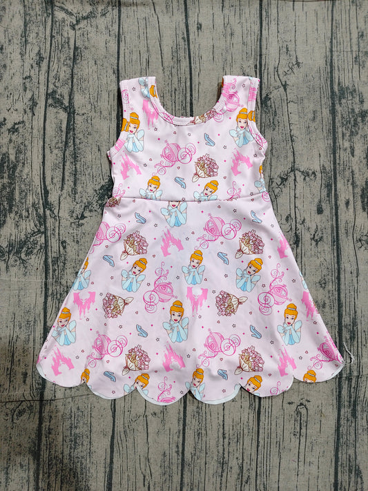 Preorder Baby Girls Dress Pink Sleeveless Princess Yoga Knee Length Dresses GSD2489