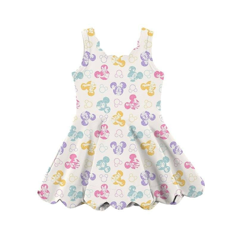 Baby Girls Clothes Sleeveless Colorful Cartoon Yoga Knee Length Dresses Preorder GSD2490 4.8