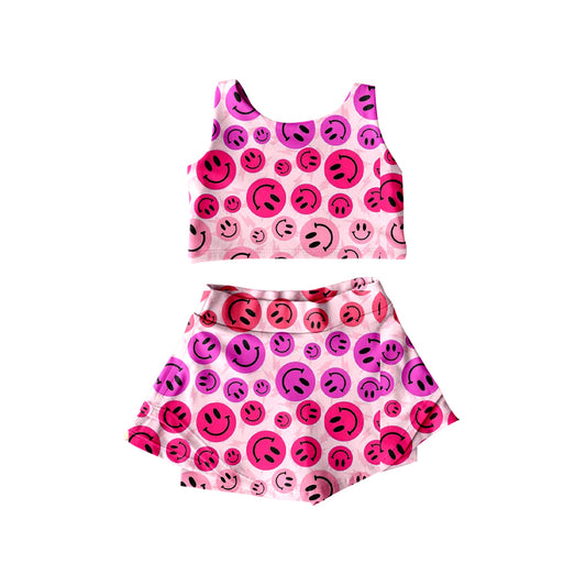 Baby Girls Cothes Hot Pink Sleeveless Smiles Top Skorts Set Preorder GSD2493 4.8
