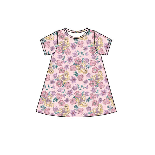 Baby Girls Dress Pink Short Sleeves Floral Princess Knee Length Dresses Preorder GSD2496 4.8