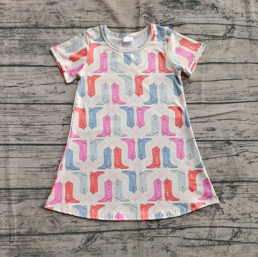 Baby Girls Dress Short Sleeves Colorful Boots Knee Length Dresses Preorder GSD2497 5.1