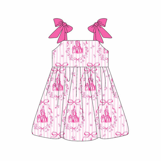 Baby Girls Dress Pink Strap Castles Bows Knee Length Dress Preorder GSD2505 4.10