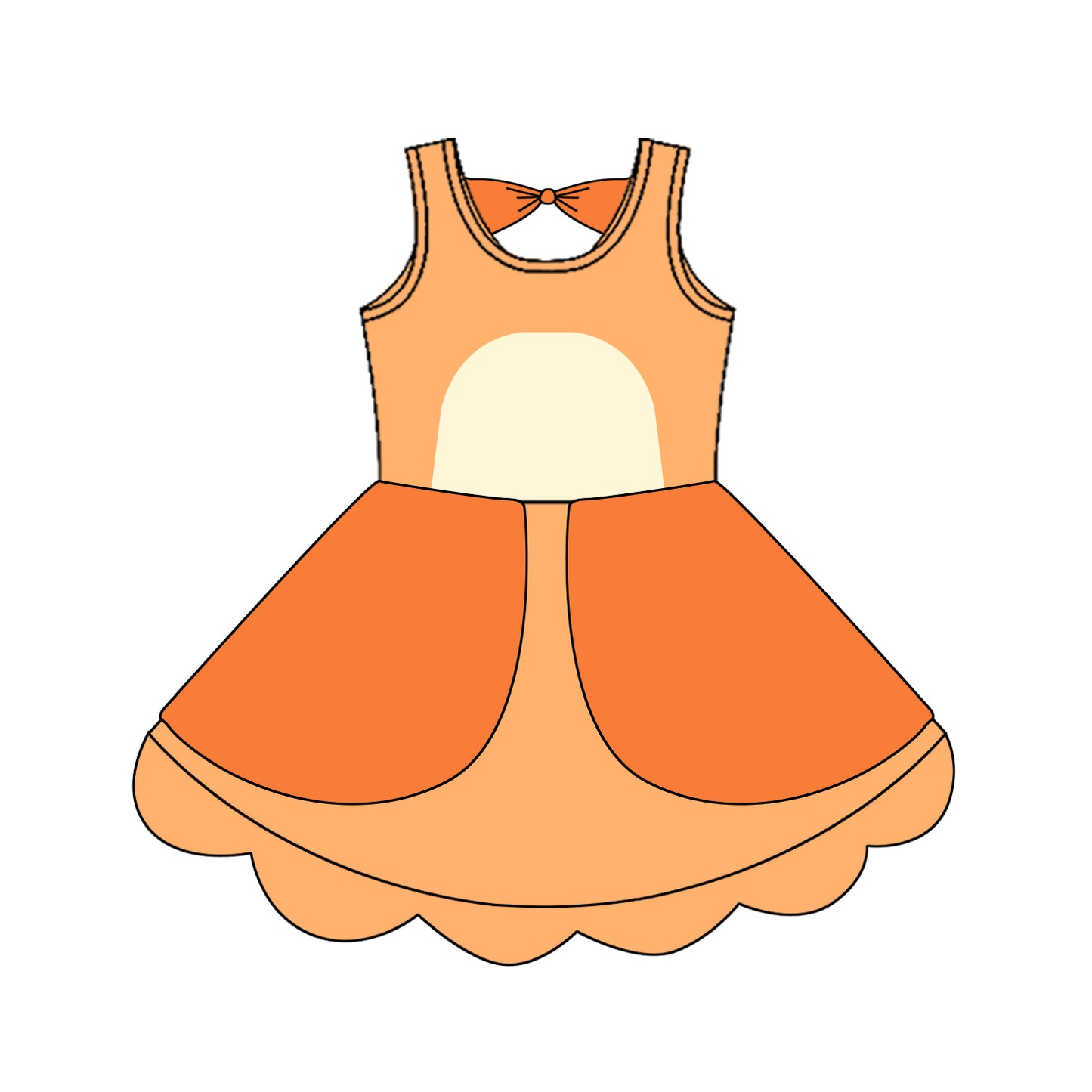 Baby Girls Dress Sleeveless Orange Cartoon Dogs Knee Length Dress Preorder GSD2514 4.11